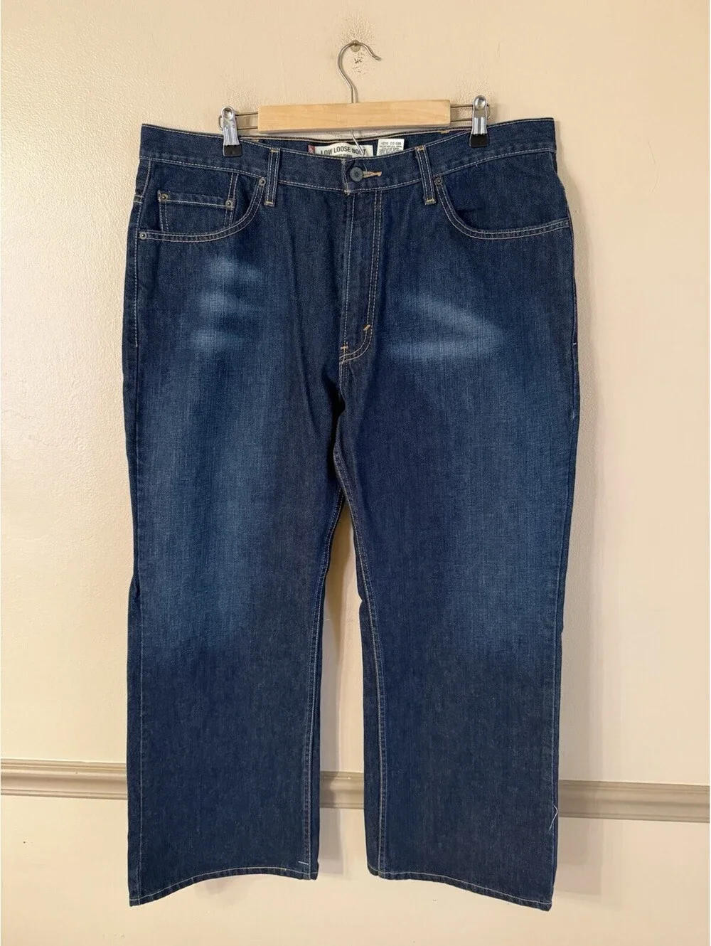 Levis 567 Low Loose Boot Relaxed Denim Jeans Dark Wash Men’s 38x30 Vintage Y2K